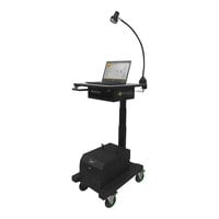 Newcastle Systems AP510-S Apex Series 19" x 26" Black Adjustable Height Sit / Stand Powered Mobile Work Station with Power Strip and Cord Holder - 100 Ah, 450W