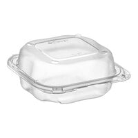 Genpak Clover 7 1/2" x 7 1/2" x 3" Microwavable 1-Compartment Clear Plastic Hinged Container - 150/Case
