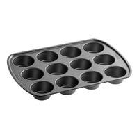 Wilton Perfect Results 15" x 10 1/2" 12-Compartment Non-Stick Steel Muffin / Cupcake Pan - 2" x 1 1/4" Cavities 191002982
