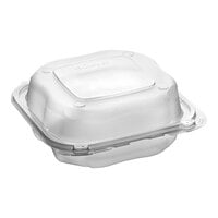 Genpak Clover 7 1/2" x 7 1/2" x 3" Microwavable 3-Compartment Clear Plastic Hinged Container - 150/Case
