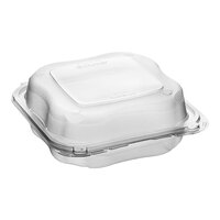 Genpak Clover 8" x 8" x 3" Microwavable 1-Compartment Clear Plastic Hinged Container - 150/Case