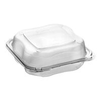 Genpak Clover 8" x 8" x 3" Microwavable 3-Compartment Clear Plastic Hinged Container - 150/Case