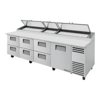 True TPP-AT-119D-6-HC 119 1/4" Refrigerated Pizza Prep Table with Six Drawers and One Door