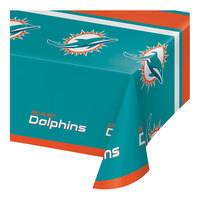 Creative Converting Miami Dolphins 54" x 102" Plastic Table Cover - 12/Case