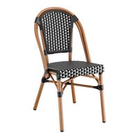 Lancaster Table & Seating Black and White Checkered Weave Rattan Outdoor Side Chair