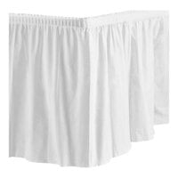 Table Mate 14' x 29" White Linen Soft Polyester Shirred Pleat Table Skirt - 6/Case