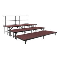 National Public Seating 8' x 9' 3-Level Red Carpet Seated Riser Set with Guardrails
