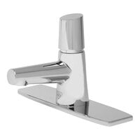 LakeCrest by T&S BP-0723-8DP 0.5 GPM Deck-Mount Metering Faucet with 10" Deck Plate, 8" Centers, Push Button Cap, and Vandal-Resistant Outlet