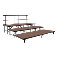 National Public Seating 8' x 9' 3-Level Hardboard Floor Seated Riser Set with Guardrails
