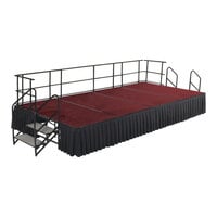 National Public Seating 8' x 16' Red Carpet Stage with Guardrails and Black Skirting