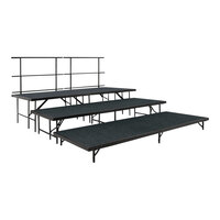 National Public Seating 8' x 9' 3-Level Black Carpet Seated Riser Set with Guardrails