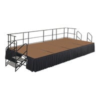 National Public Seating 8' x 16' Hardboard Floor Stage with Guardrails and Black Skirting