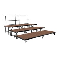 National Public Seating 8' x 12' 3-Level Hardboard Floor Seated Riser Set with Guardrails
