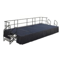 National Public Seating 8' x 16' Blue Carpet Stage with Guardrails and Black Skirting