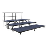 National Public Seating 8' x 9' 3-Level Blue Carpet Seated Riser Set with Guardrails
