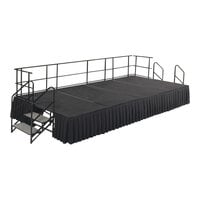National Public Seating 8' x 16' Gray Carpet Stage with Guardrails and Black Skirting