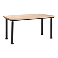 National Public Seating Designer Height Adjustable Science Lab Table with Butcher Block Top