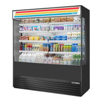 True TOAM-72GS-HC~TSL01 72" Refrigerated Air Curtain Merchandiser with Glass Sides and Sign Panel