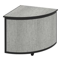 Bon Chef Nexus 31 1/2" x 31 1/2" x 33 1/2" Enclosed Shelf Rounded Corner Table with Black Anodized Aluminum Frame and Concrete Laminate NX-2-CR-B-C