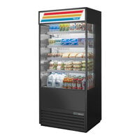 True TOAM-36GS-HC~TSL01 36" Refrigerated Air Curtain Merchandiser with Glass Sides and Sign Panel