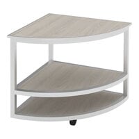 Bon Chef Nexus 31 1/2" x 31 1/2" x 33 1/2" Exposed Shelf Rounded Corner Table with Silver Anodized Aluminum Frame and Oak Laminate NX-1-CR-S-O