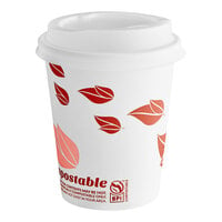 EcoChoice 8 oz. Leaf Print Compostable Paper Hot Cup and PLA Lid - 50/Pack