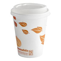 EcoChoice 12 oz. Leaf Print Compostable Paper Hot Cup and PLA Lid - 50/Pack