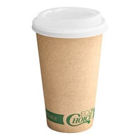 EcoChoice 16 oz. Kraft Compostable Paper Hot Cup and PLA Lid - 50/Pack