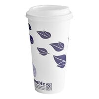 EcoChoice 20 oz. Leaf Print Compostable Paper Hot Cup and PLA Lid - 50/Pack
