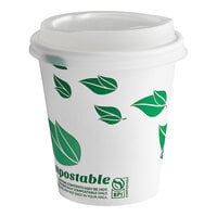EcoChoice 10 oz. Leaf Print Compostable Paper Hot Cup and PLA Lid - 50/Pack