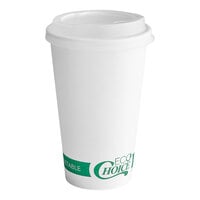 EcoChoice 16 oz. White Compostable Paper Hot Cup and PLA Lid - 50/Pack