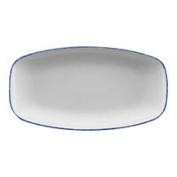 International Tableware Provincial 13 3/4" x 7 3/8" Sponged Blue Rectangular Porcelain Platter - 12/Case