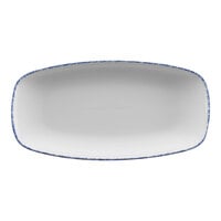 International Tableware Provincial 11 5/8" x 5 7/8" Sponged Blue Rectangular Porcelain Platter - 12/Case