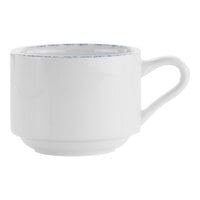 International Tableware Provincial 8 oz. Sponged Blue Stackable Porcelain Cup - 36/Case