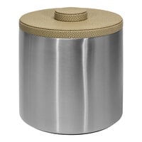room360 Belize 3 Qt. Silver Stainless Steel Ice Bucket with Faux Shagreen Dune Lid RIB036BSS21