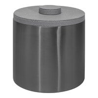 room360 Belize 3 Qt. Matte Black Stainless Steel Ice Bucket with Faux Shagreen Smoke Lid RIB037BKS21