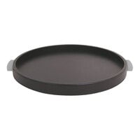 room360 London 15" Brown Faux Leather Round Tray with Handles RRT020BRL20