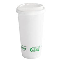 EcoChoice 20 oz. Smooth Double Wall White Compostable Paper Hot Cup and PLA Lid - 50/Pack