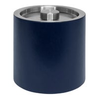 room360 London 3.5 Qt. Navy Faux Leather Ice Bucket with Silver Lid RIB025BLL21
