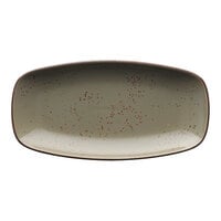 International Tableware Splash 11 5/8" x 5 7/8" Green Smoke Rectangular Stoneware Platter - 12/Case