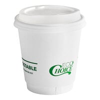 EcoChoice 10 oz. Smooth Double Wall White Compostable Paper Hot Cup and PLA Lid - 50/Pack