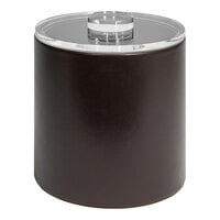 room360 London 3.5 Qt. Brown Faux Leather Ice Bucket with Acrylic Lid RIB020BRL21