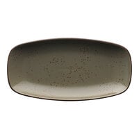 International Tableware Splash 13 3/4" x 7 3/8" Green Smoke Rectangular Stoneware Platter - 12/Case