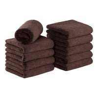 Monarch Brands 16" x 27" Coral Fleece Brown Bleach-Safe Hand Towel