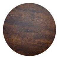 BFM Seating Relic 36" Vintage Walnut Round 2" Thick Melamine Table Top with Matching Edge