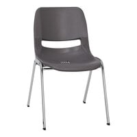 Flash Furniture Hercules Gray Ergonomic Shell Stack Chair with Chrome Frame