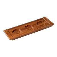 Arcoroc 14 1/2" x 4 3/4" Rectangular Wood Serving Board with 3 Wells by Arc Cardinal - 6/Case