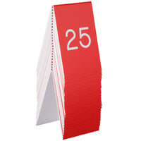 Cal-Mil 271A-1 3 1/2" x 5" Red Engraved Number Table Tents - 1 to 25