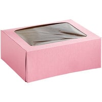 Baker's Lane 9" x 7" x 3 1/2" Pink Auto-Popup Window Cake / Bakery Box - 200/Bundle