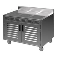 Spring USA BOH-1800DC-6 BOH Series 48" Mobile Induction Cooking Cart with 6 Ranges and Doors - 110-120V; 10.8 kW